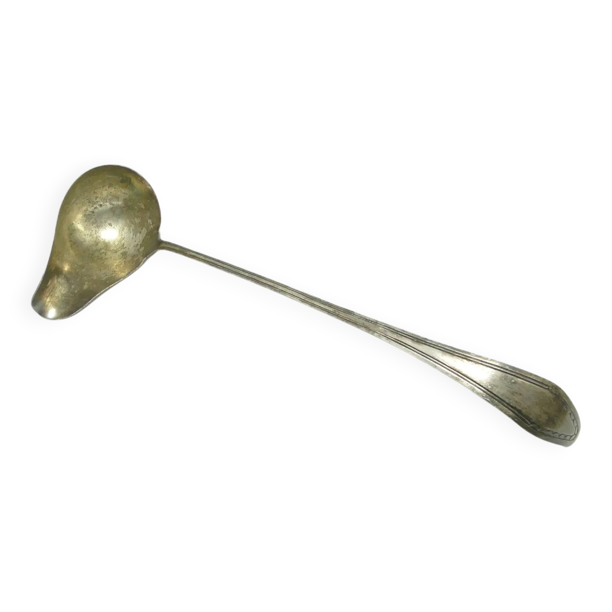 Soup ladle, Scandinavian functionalism, silver-plated brass, Denmark, early 20th century