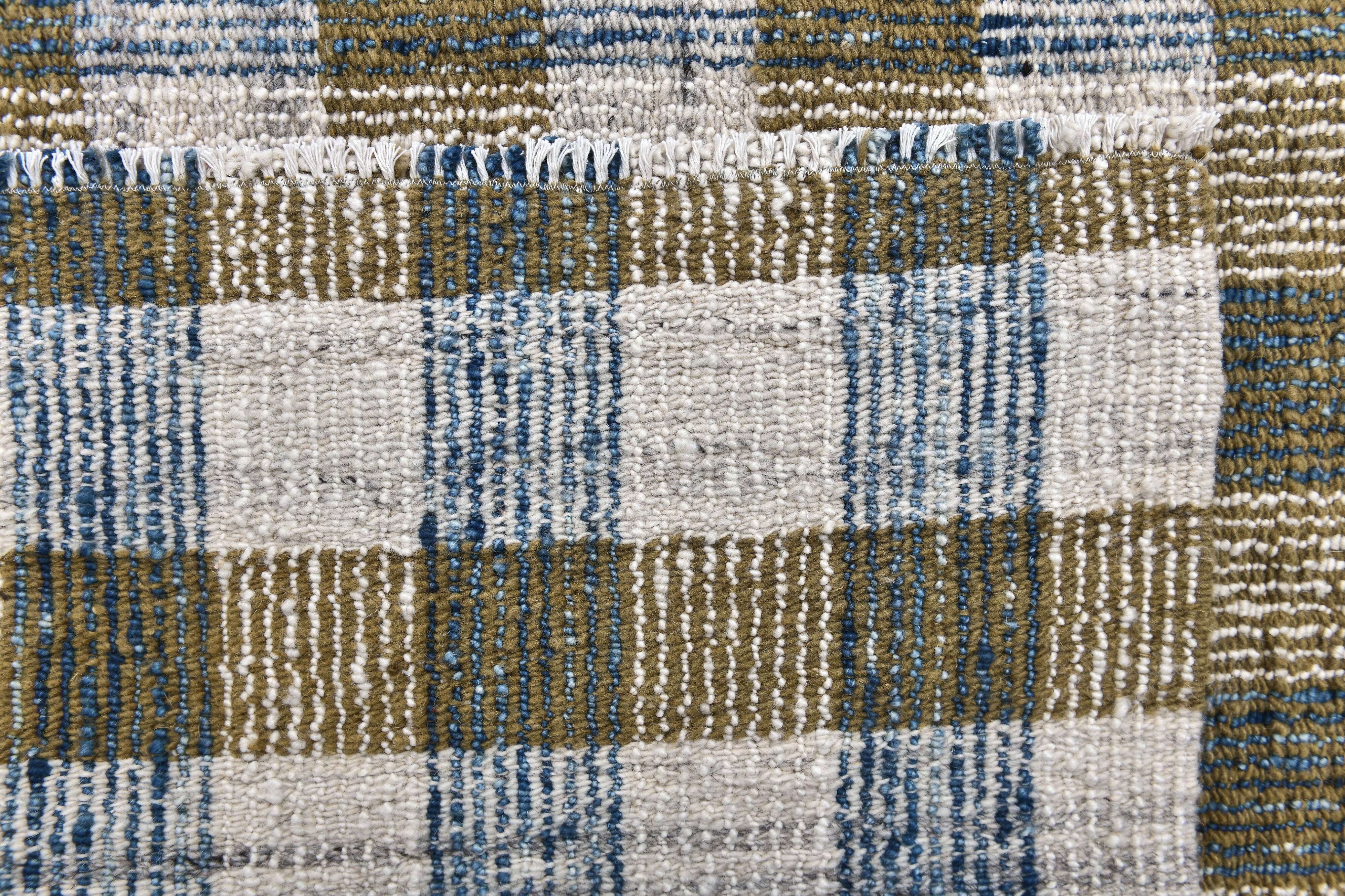 290x190 cm indigo blue mustard kilim carpet, wool made kilim rug.