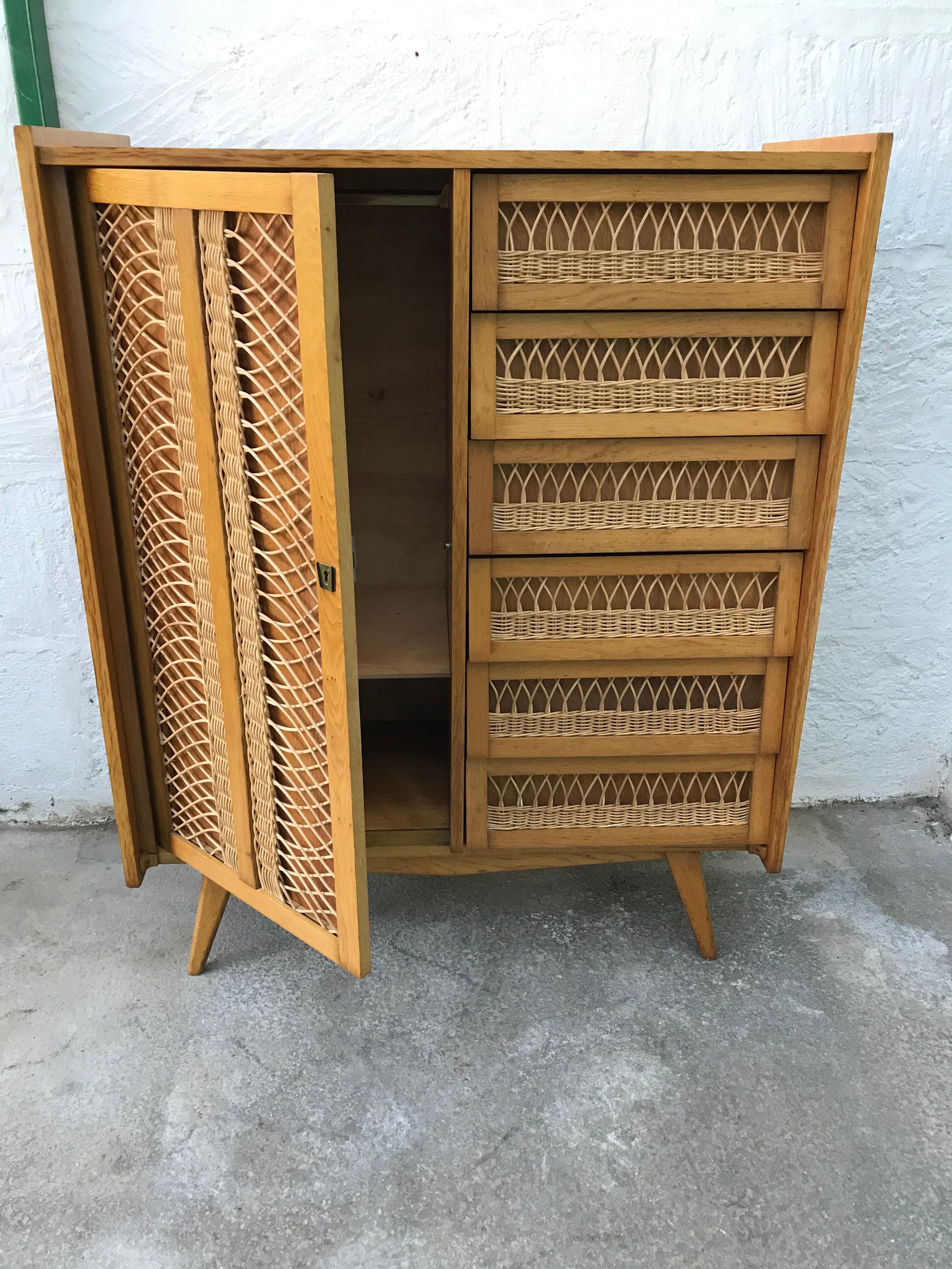 Rattan chest of drawers