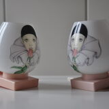 Pair of vintage wall lamps opaline child