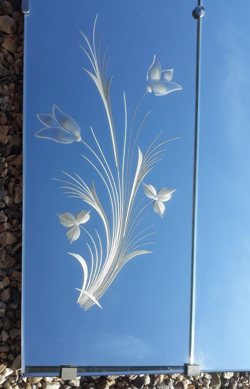 Mirror triptych engraved ancient XX Art Deco 169x75cm