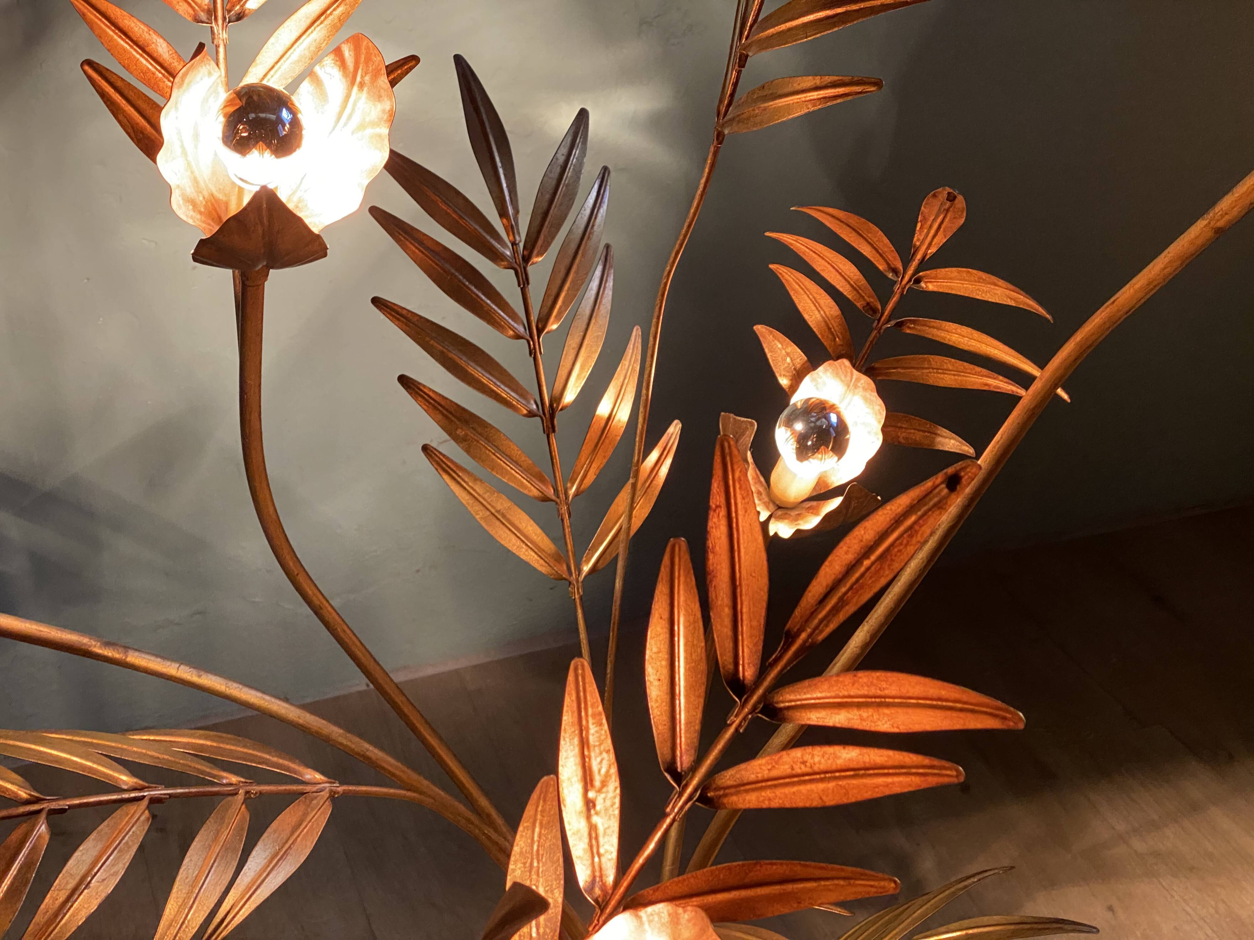 Hans Kogl Jansen style flower floor lamp, vintage 70s