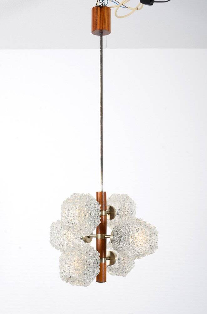 Temde chandelier with frosted glass elements, 1960s