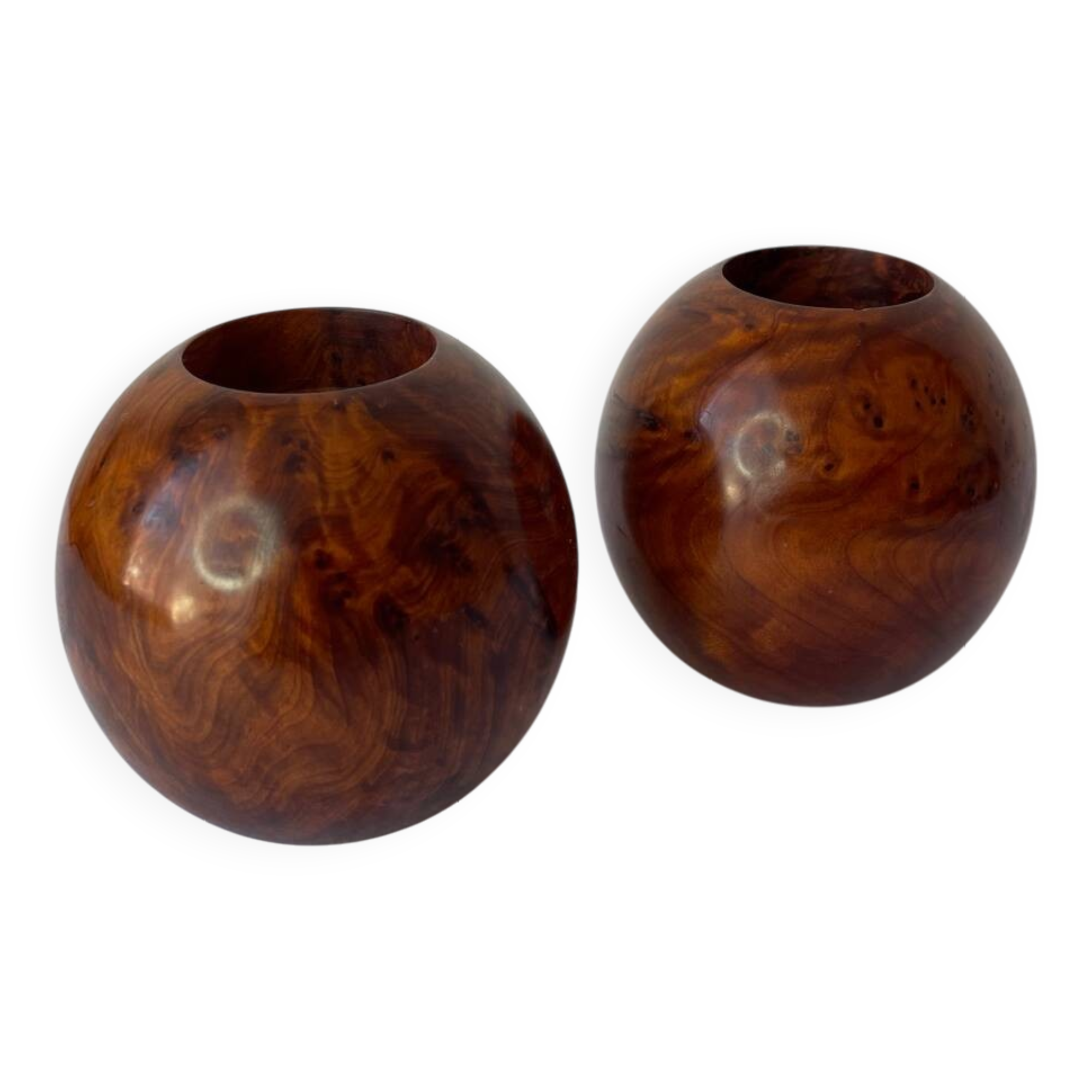 Pair of Thuya burl candlesticks