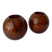 Pair of Thuya burl candlesticks