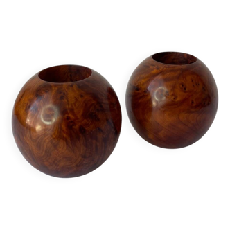 Pair of Thuya burl candlesticks