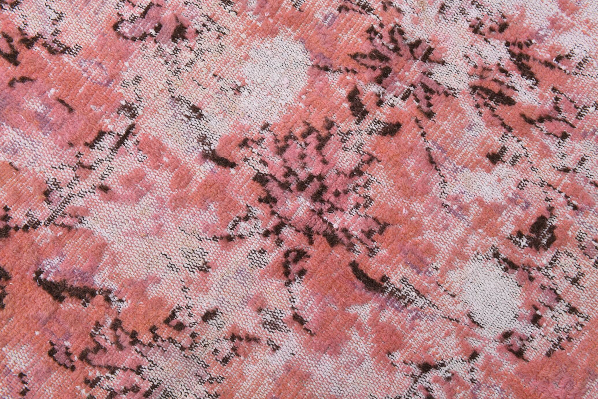 pink overdye turkish vintage carpet  , pink vintage distressed vintage rug.