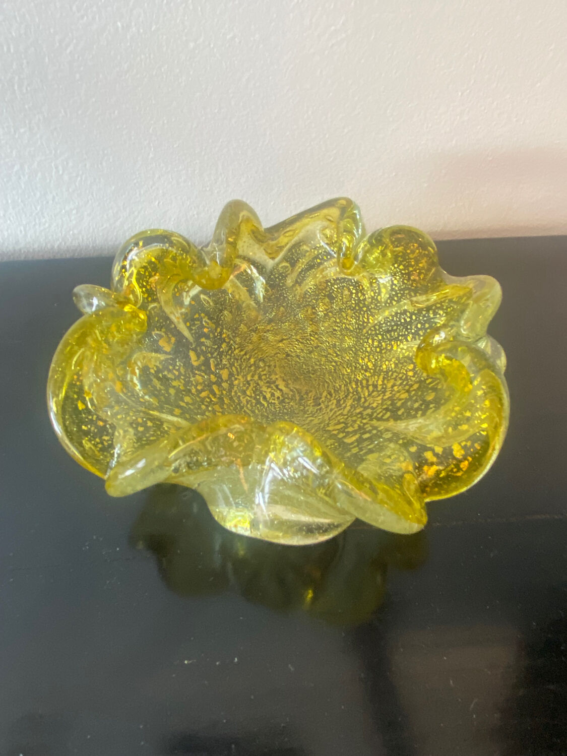 Empty ashtray pocket Murano Barovier Toso Vintage gold glitter