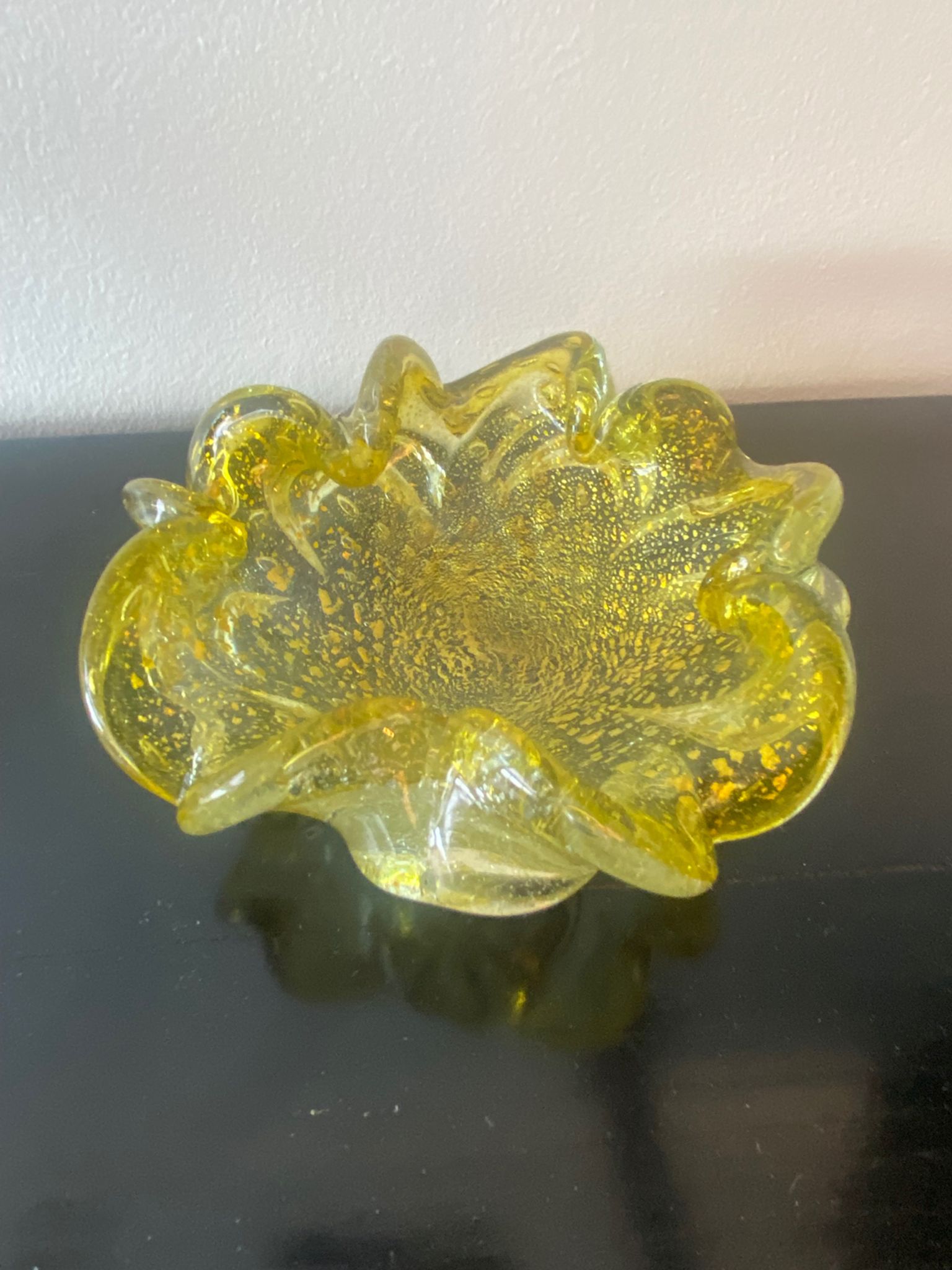 Empty ashtray pocket Murano Barovier Toso Vintage gold glitter
