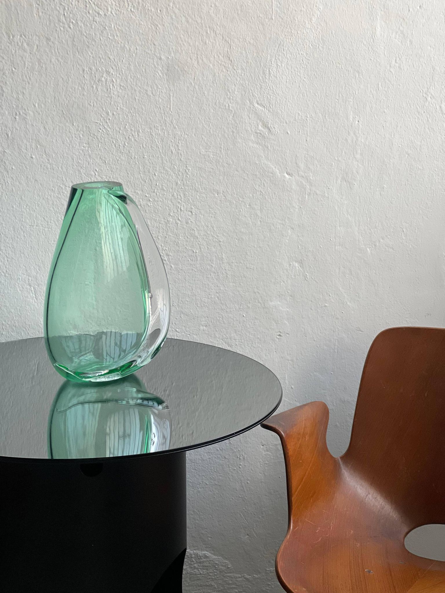 Huge green vase in Murano glass from artisan masters, Flavio Poli 1970's