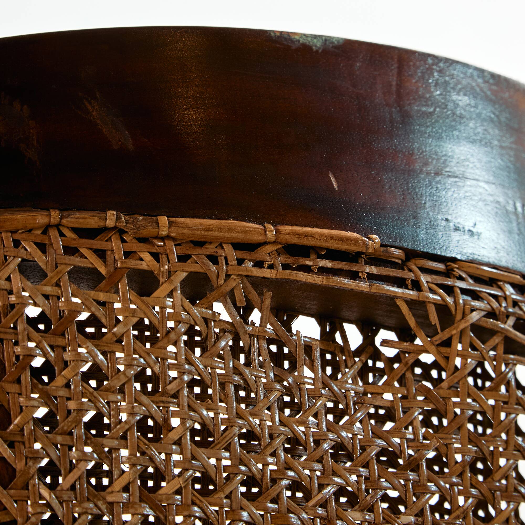 Beech and rattan armchair