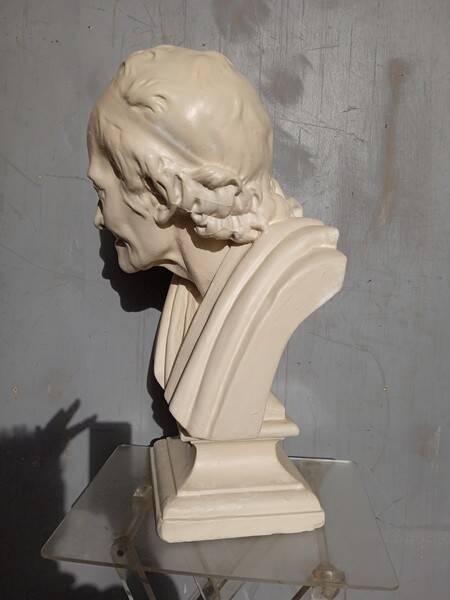 Voltaire bust in plaster 60cm th mid 20th century