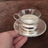 Set of 2 metal cups and saucers