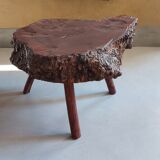 Vintage brutalist coffee table in elm magnifying glass