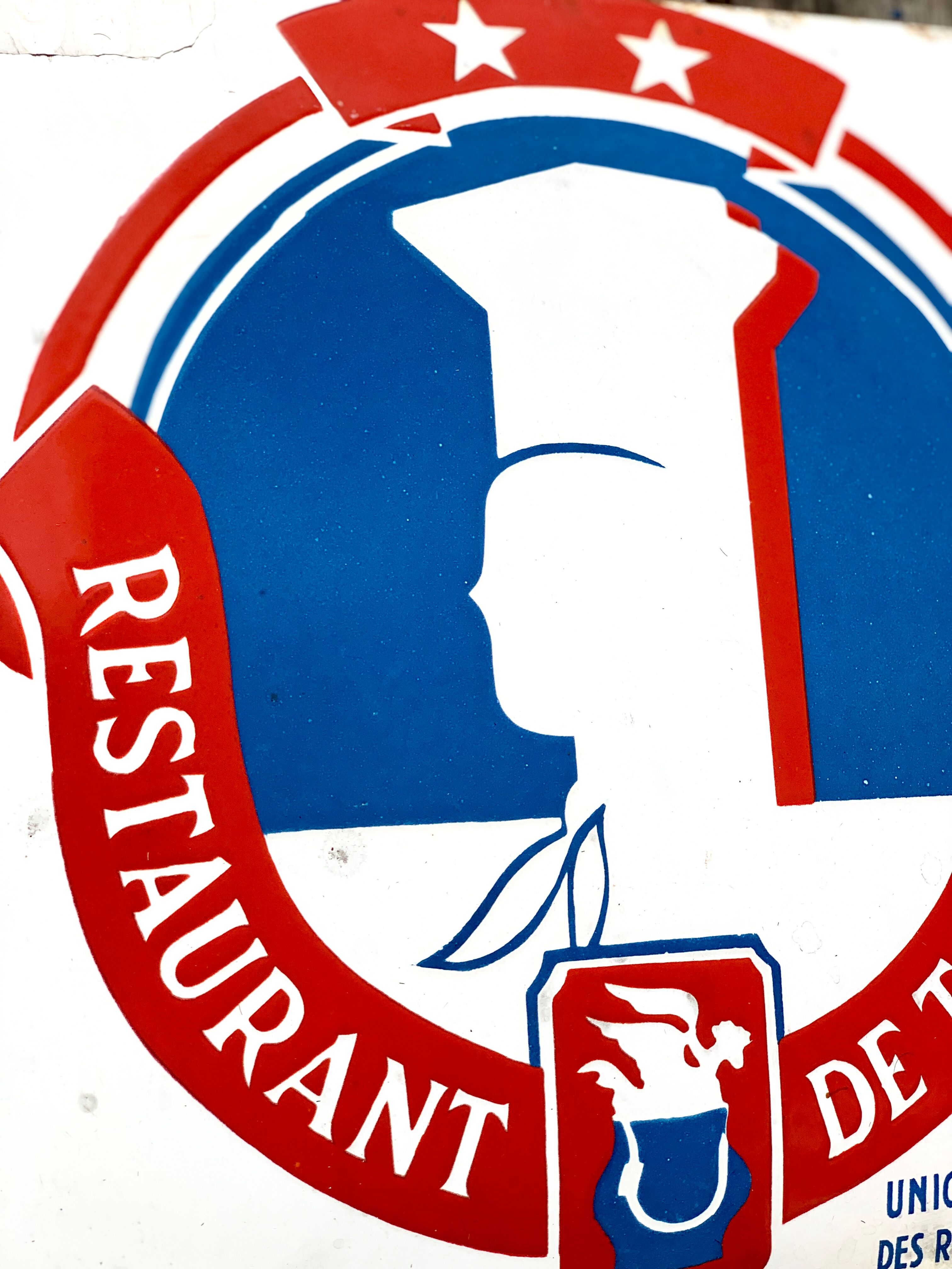 Old enamelled plate tourist restaurant