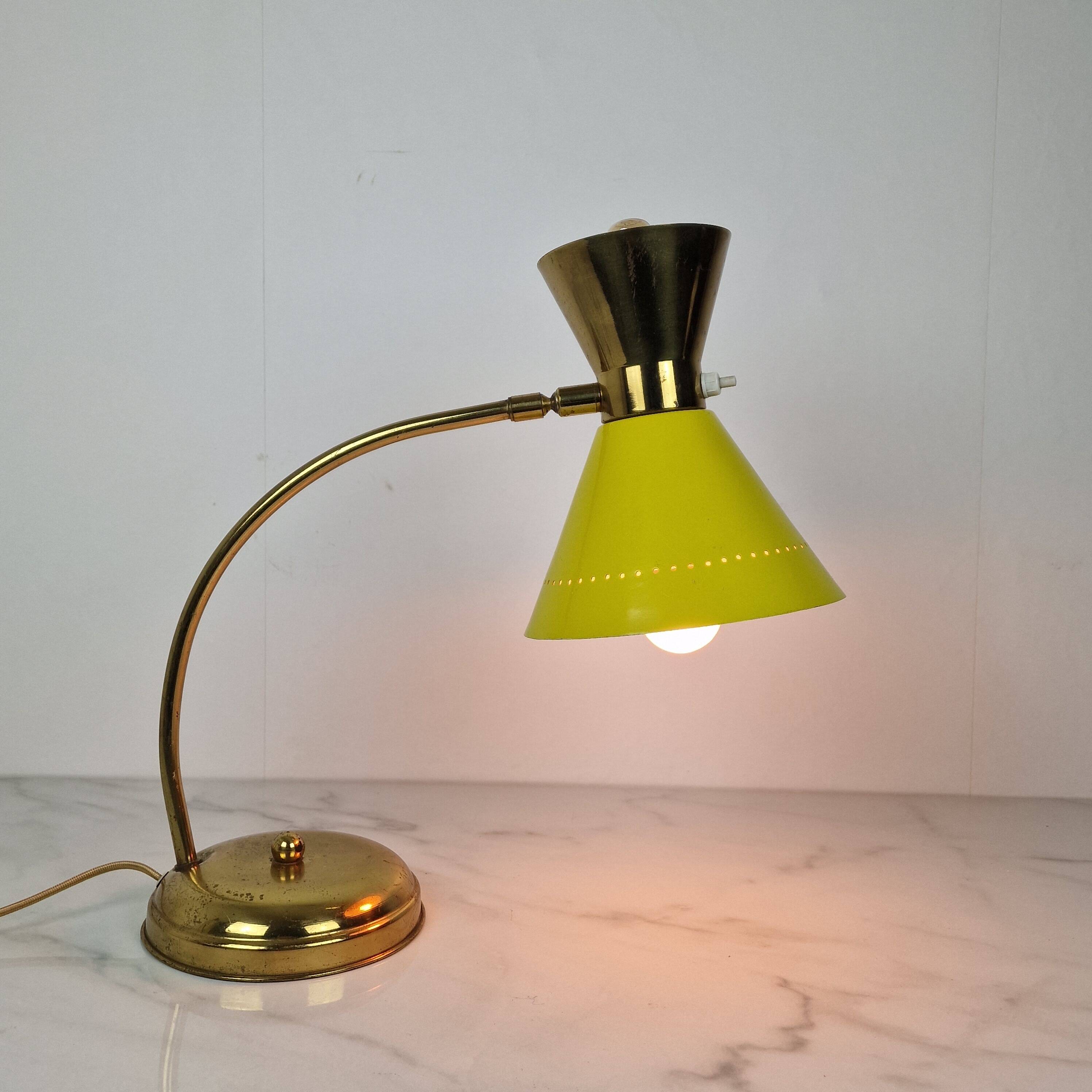 Brass Table Lamp Attributed to Hala Zeist, Netherlands, 1950s