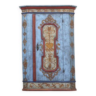Rustic Farmhouse Folk Art Painted Bridal Cabinet