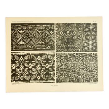 Old photographic plate of 4 Ikäts fabrics from Bali 1930