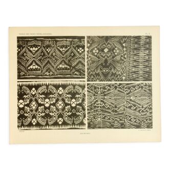 Old photographic plate of 4 Ikäts fabrics from Bali 1930