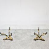 Pair of brass bird coffee tables, 1970s