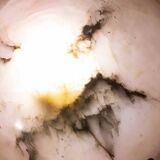 Art Decò Albaster white and pink chandelier, 1950s