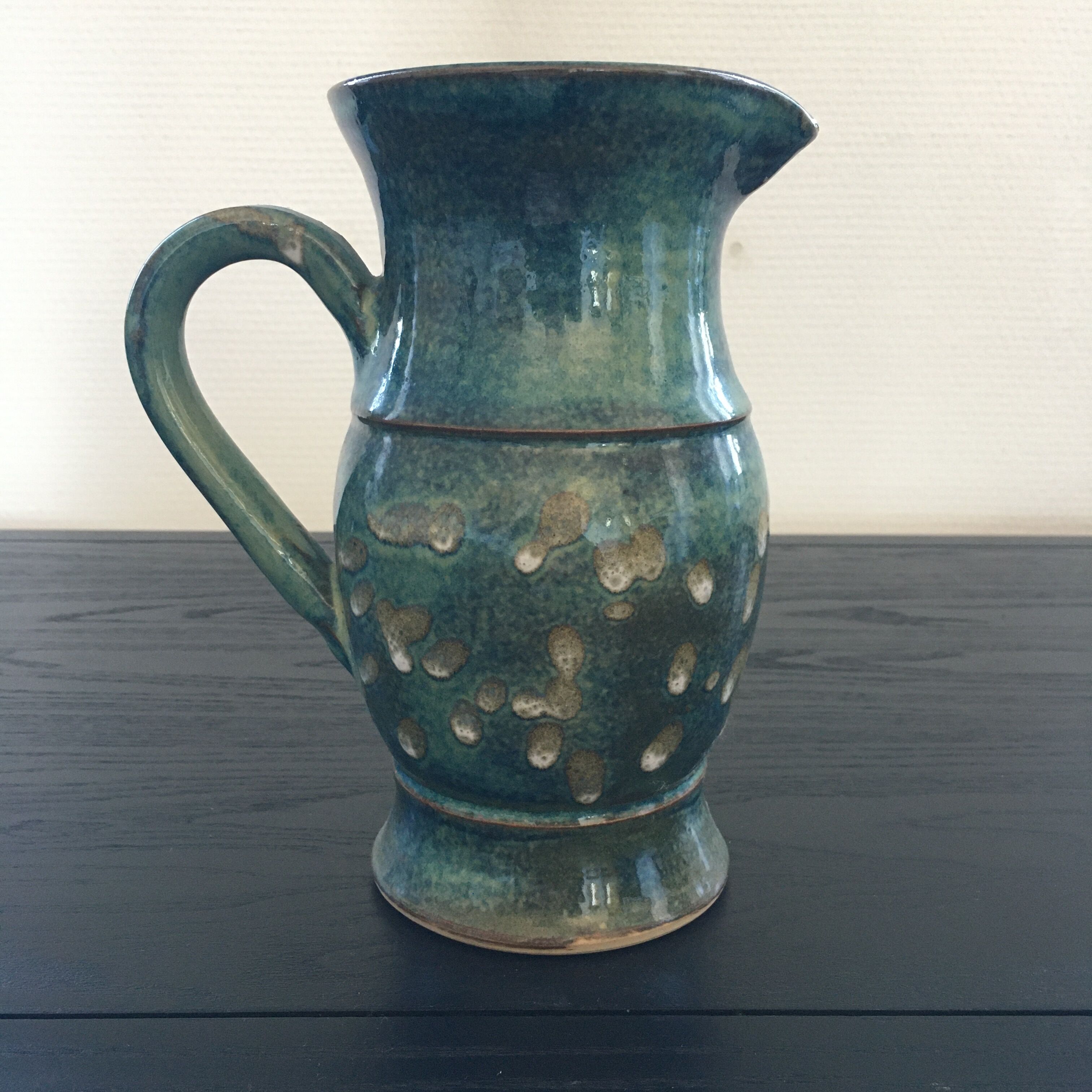 Pitcher blue green decoration peas