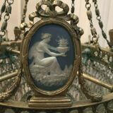 Lustre de style Louis XVI en bronze et pendeloques de cristal XIX Siècle