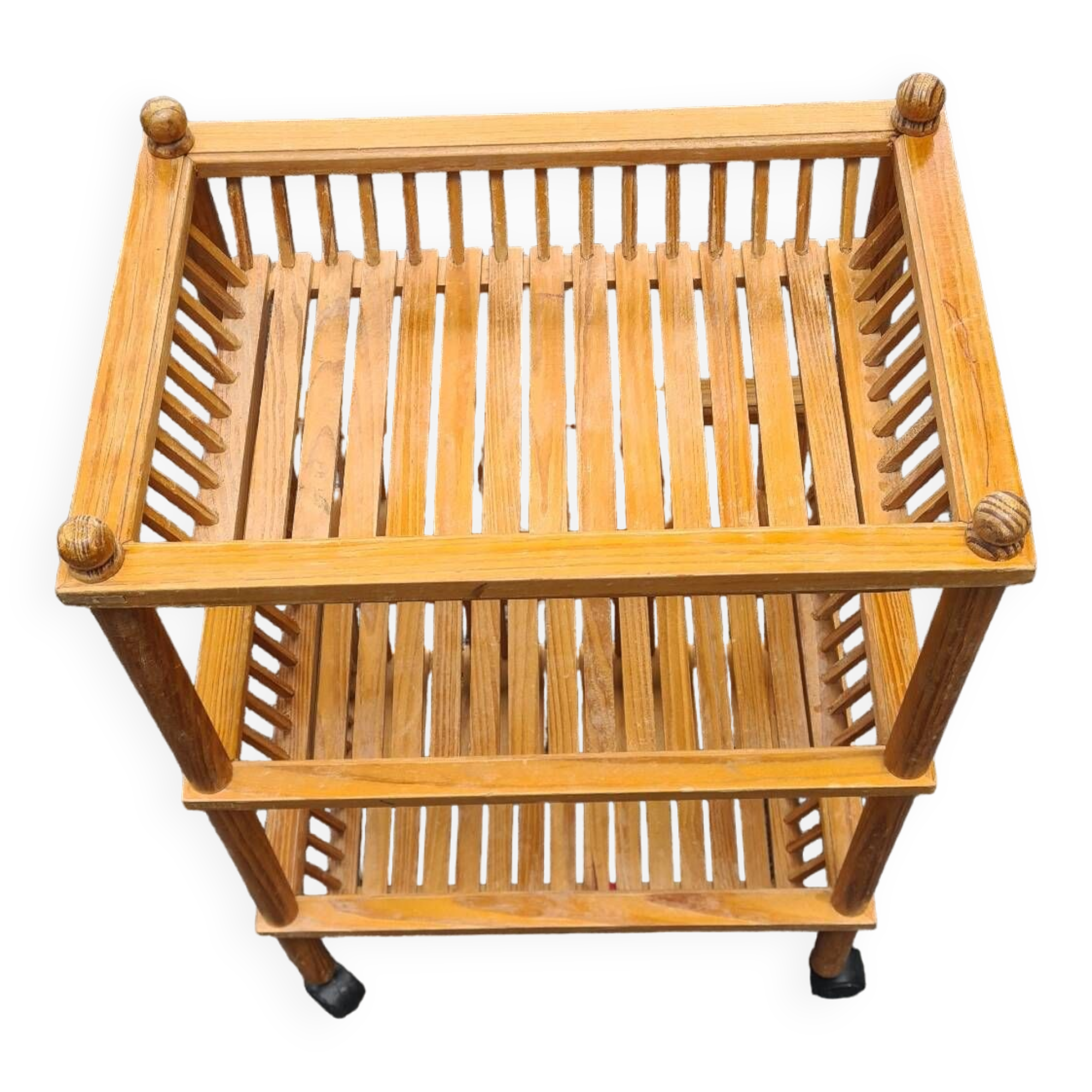 Wooden trolley with casters