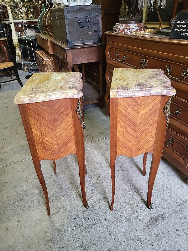 Pair of rosewood bedside tables with marble top n° 2