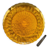 Plat rond en verre ambré ATLANTIC Arcoroc France 1950
