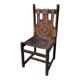 Handcrafted brown leather armchair, dark wood frame, circular pattern - 1970s.