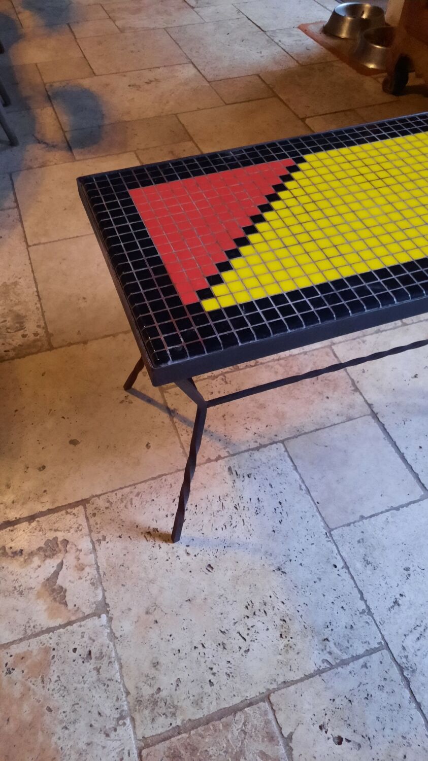 Metal coffee table and tiles year 50
