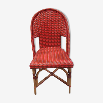 Chaise de bistrot tressée rouge