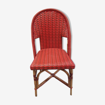 Red braided bistro chair