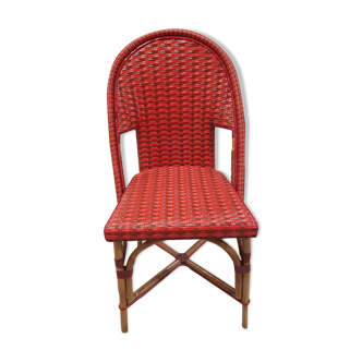 Red braided bistro chair