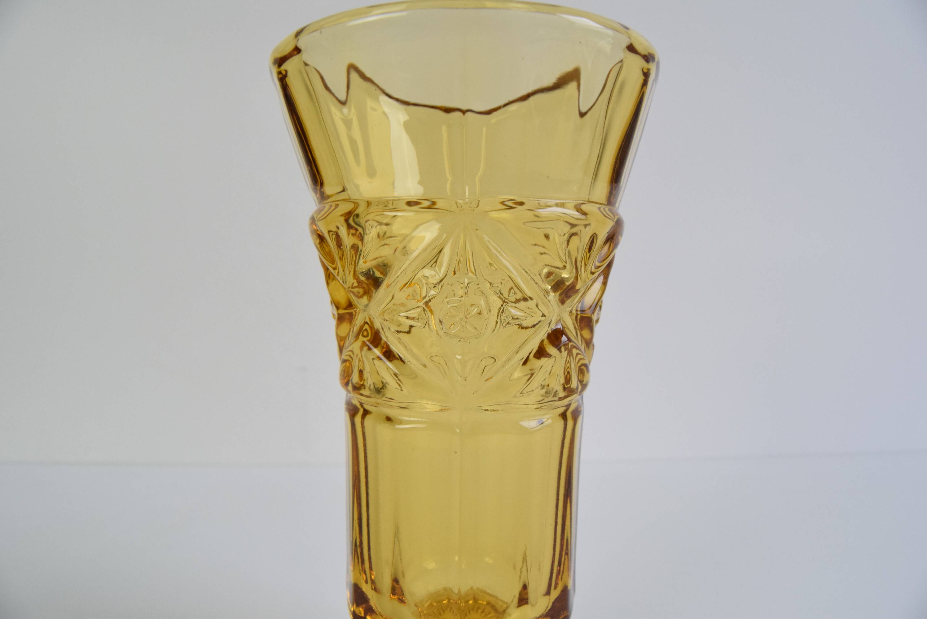Art Deco Amber Glass Vase, 1940's.