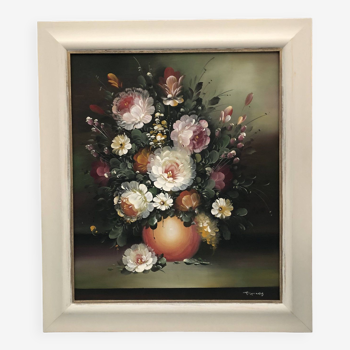 tableau bouquet de fleurs nature morte peinture à l'huile