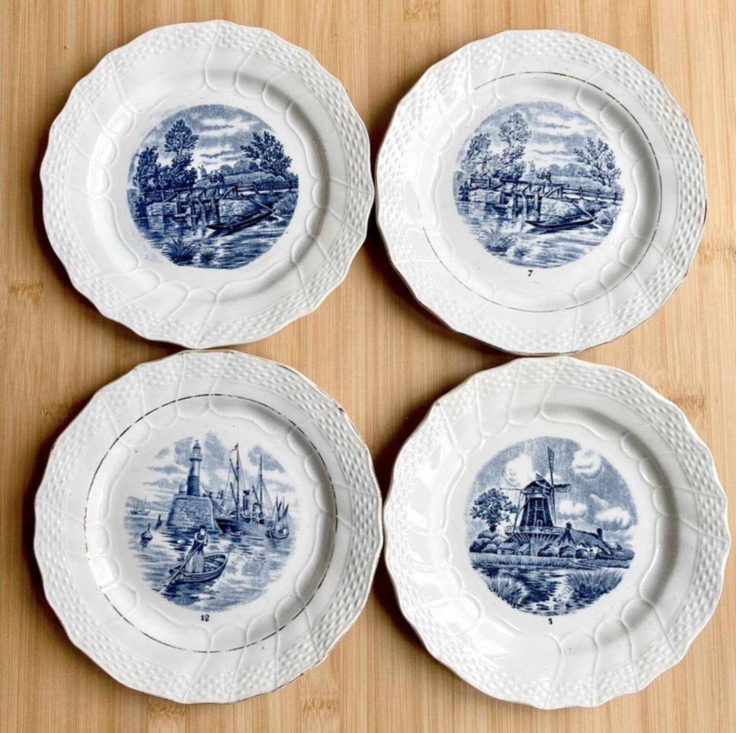 Assiettes à dessert porcelaine opaque Delft