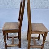 Set of 4 19th century Lorraine chairs in rustic wood