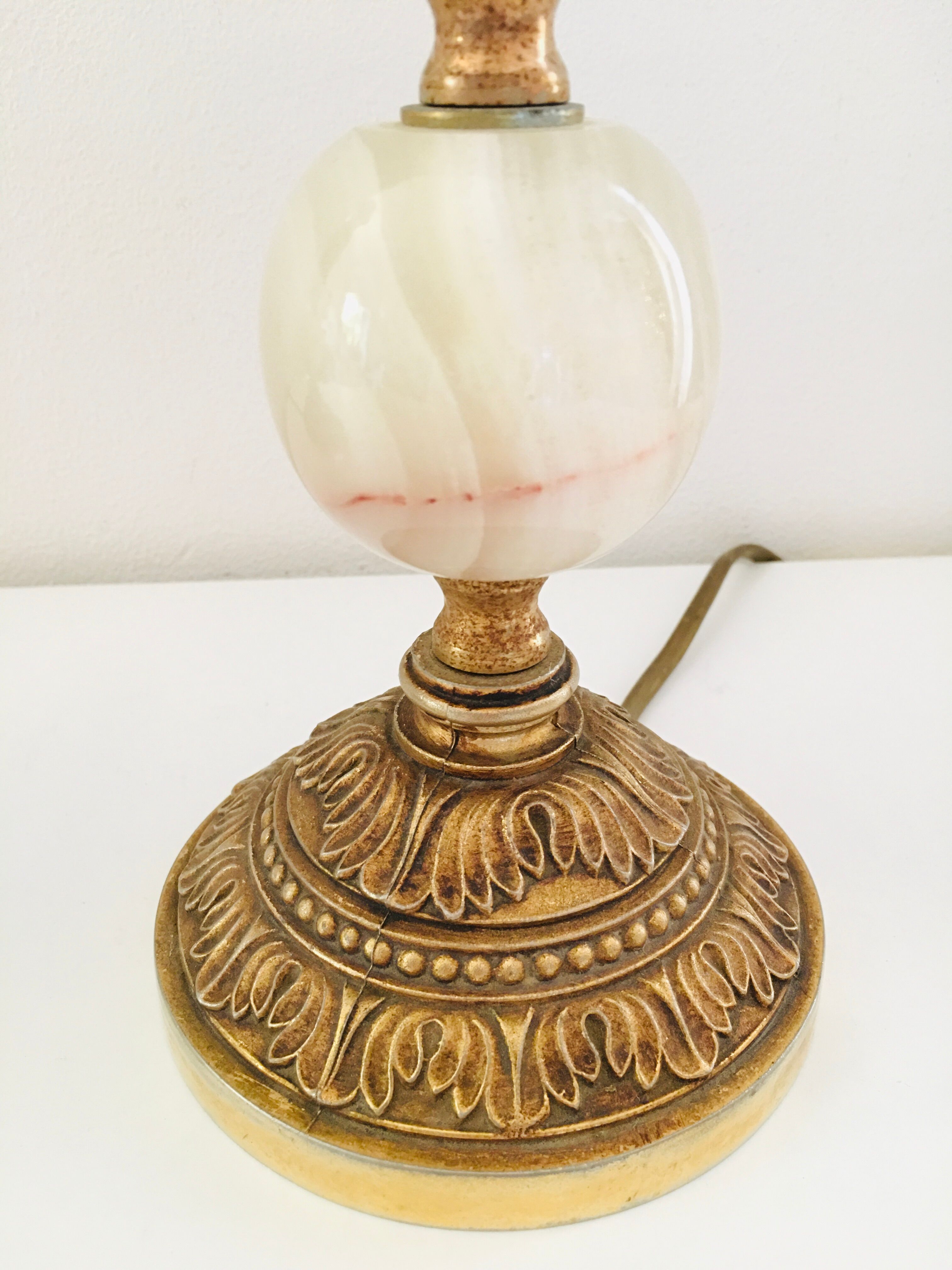 Set of 2 feet of marble brass lamp
