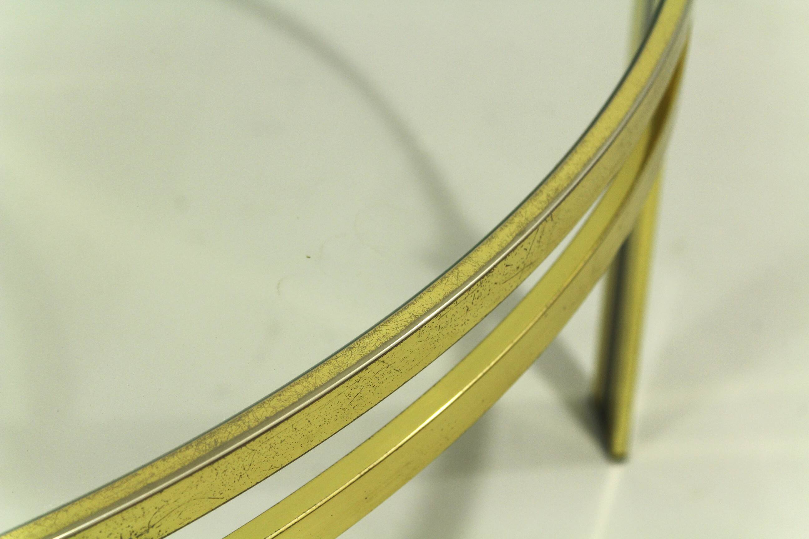 Vintage Round Brass Coffee Table, 1980s