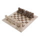 Modernist two-tone travertine chess set, Italy, 1970s