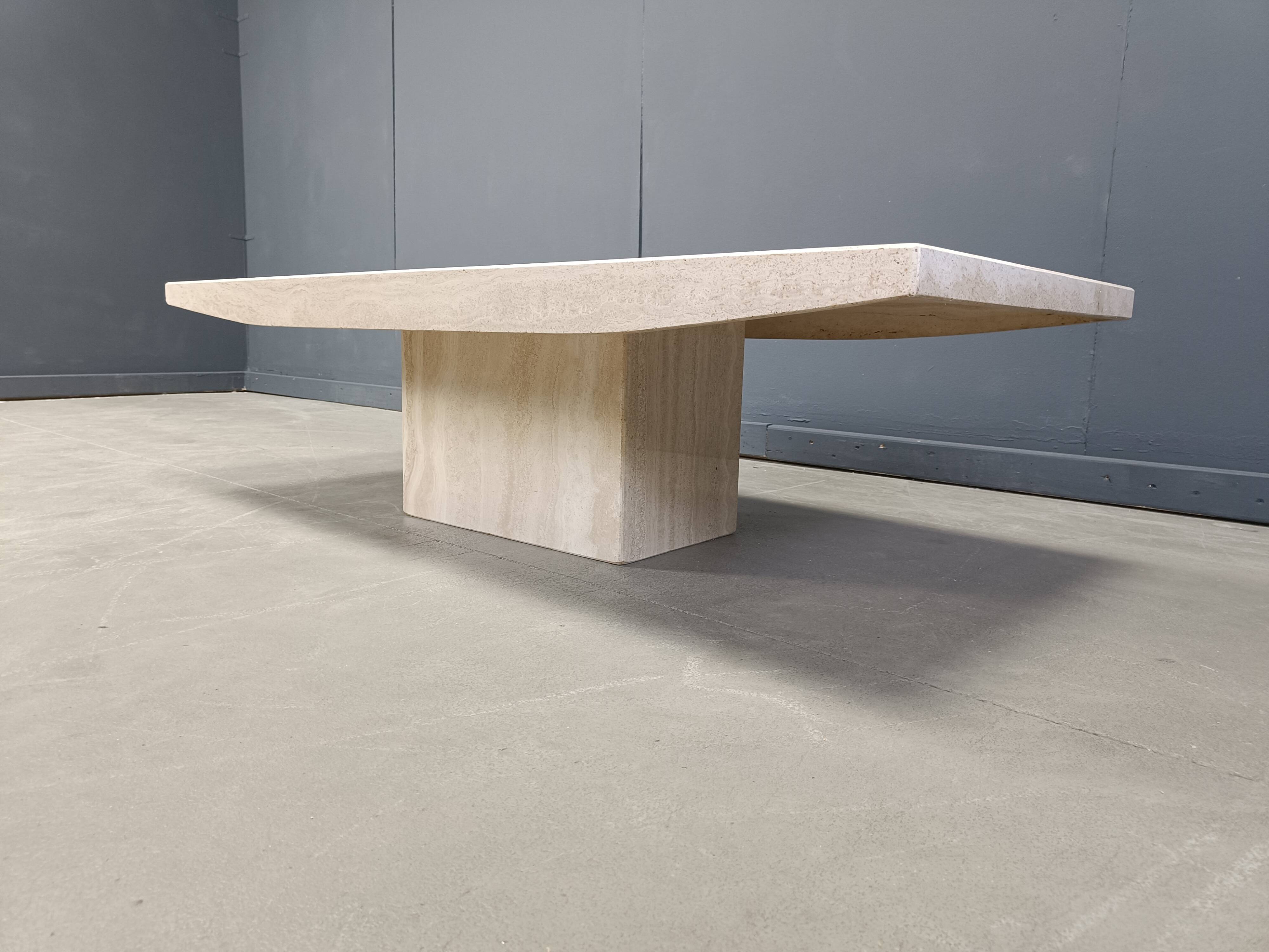 Vintage travertine coffee table, 1970s