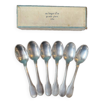 6 solid silver mocha spoons with neck brace hallmark