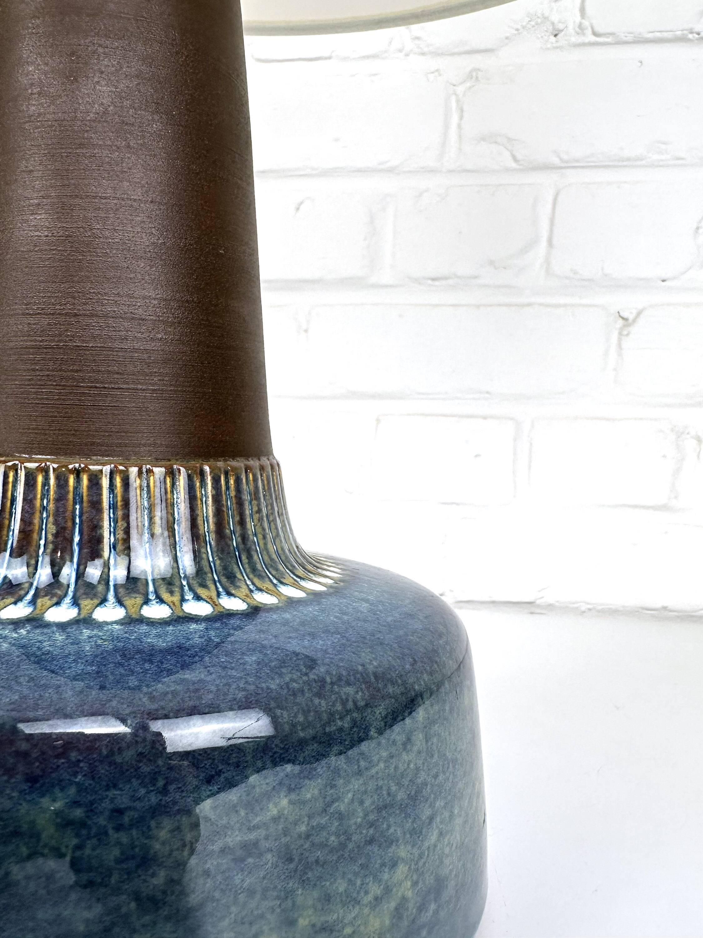 Pair of large blue table lamps Søholm Einar Johansen Denmark 1960s