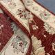 Red Gold Wool Rug, Handmade Floral Oriental Carpet 121x77cm Bedroom Decor