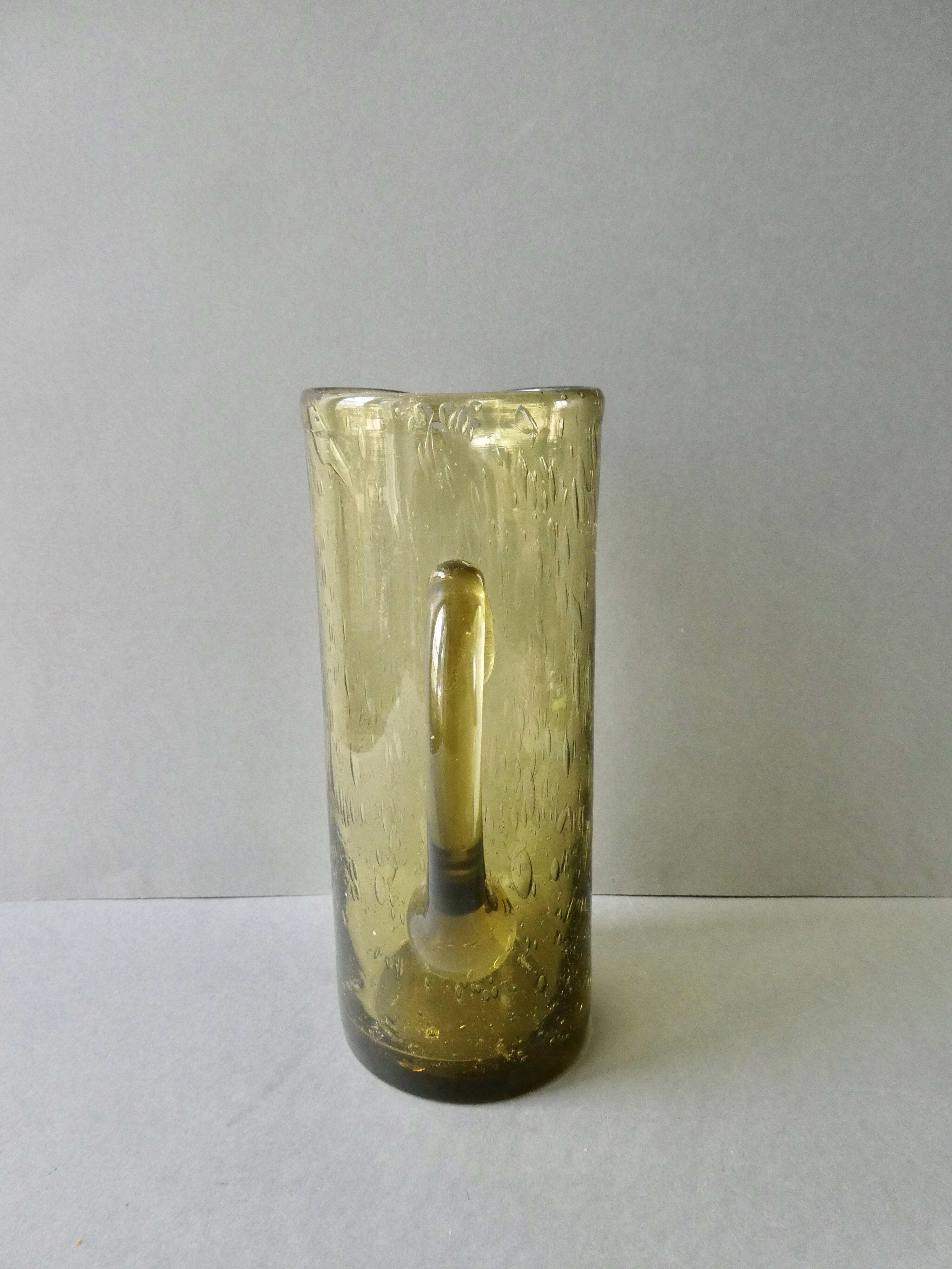 Large bubble glass pitcher from the 70s