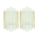 Pair of Mid-Century Modern Ice Glass Wall Lights from Doria, Germany, 1960s