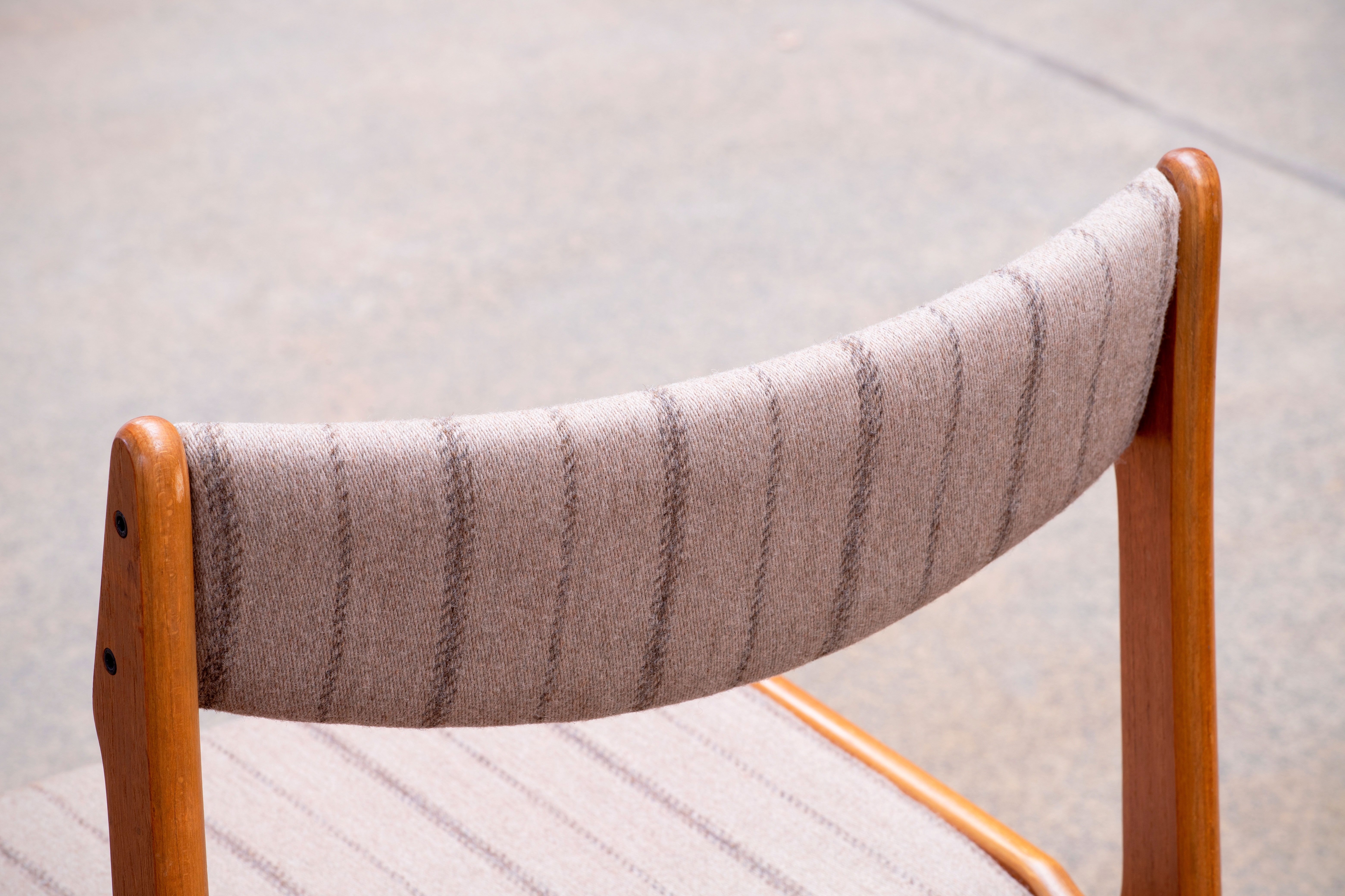 Set of 6 Scandinavian chairs vintage solid teak and wool 1960