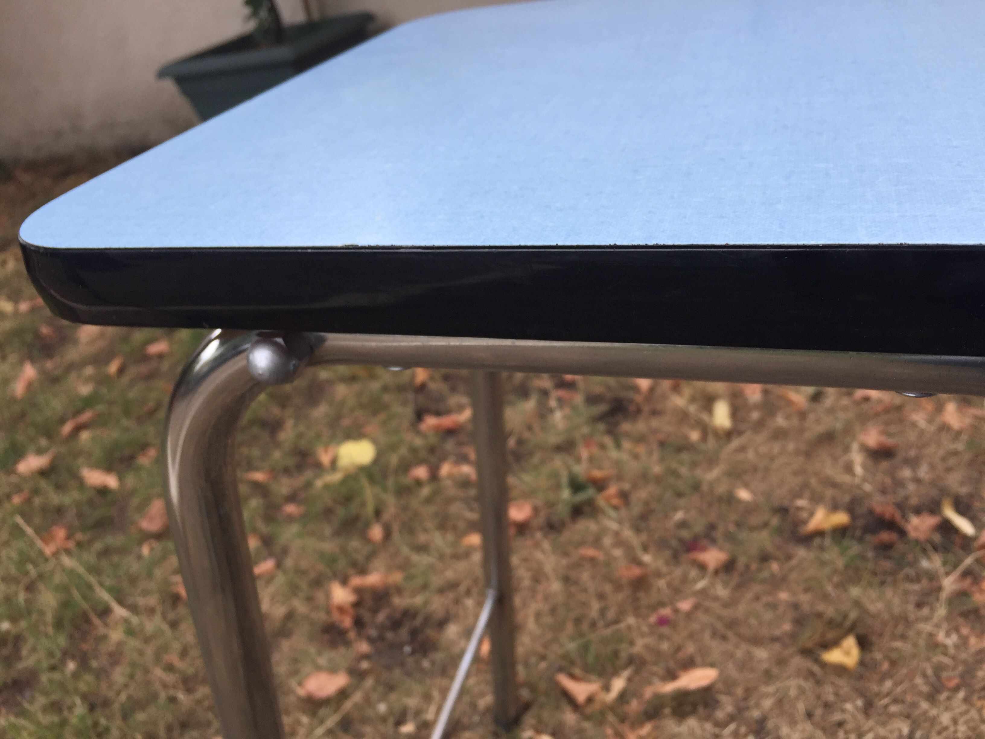 Flexible stool in vintage sky blue formica stepladder